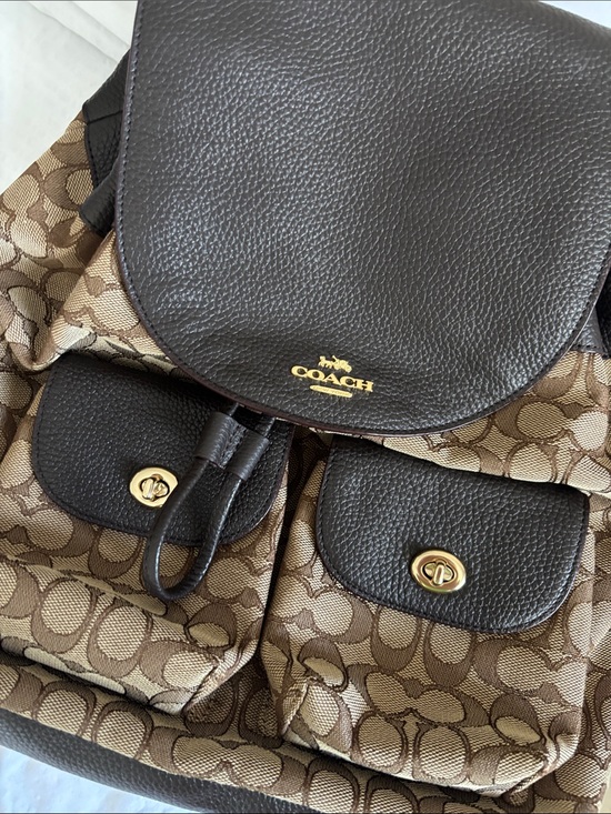 Coach Brown Signature Canvas Backpack with Dark Brown Leather main image 6